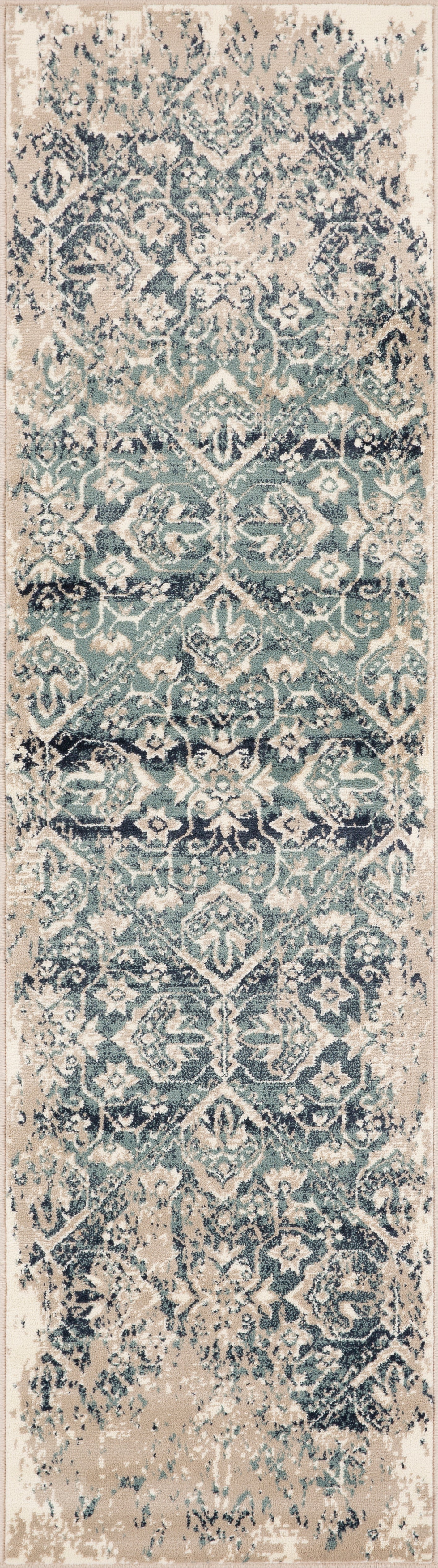 Heritage 9372 Ivory/Blue Anna Machine Woven Performance Area Rug - KAS