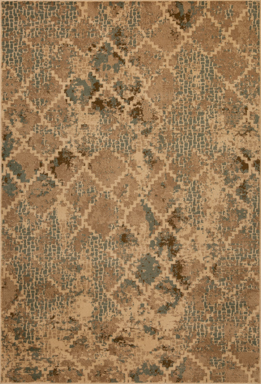 Heritage 9376 Ivory/Blue Trellis Machine Woven Performance Area Rug - KAS