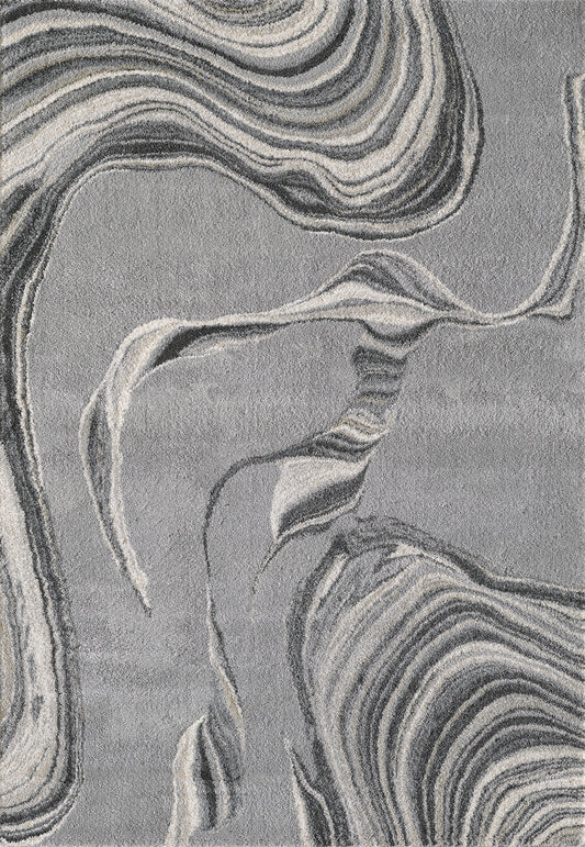 Hue 4757 Grey Marbled Stone Machine Woven Performance Area Rug - KAS