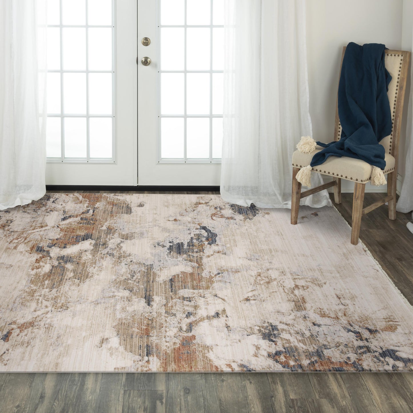 Iconic ICO762 Terracotta/Blue Machine-Made Rug - Rizzy