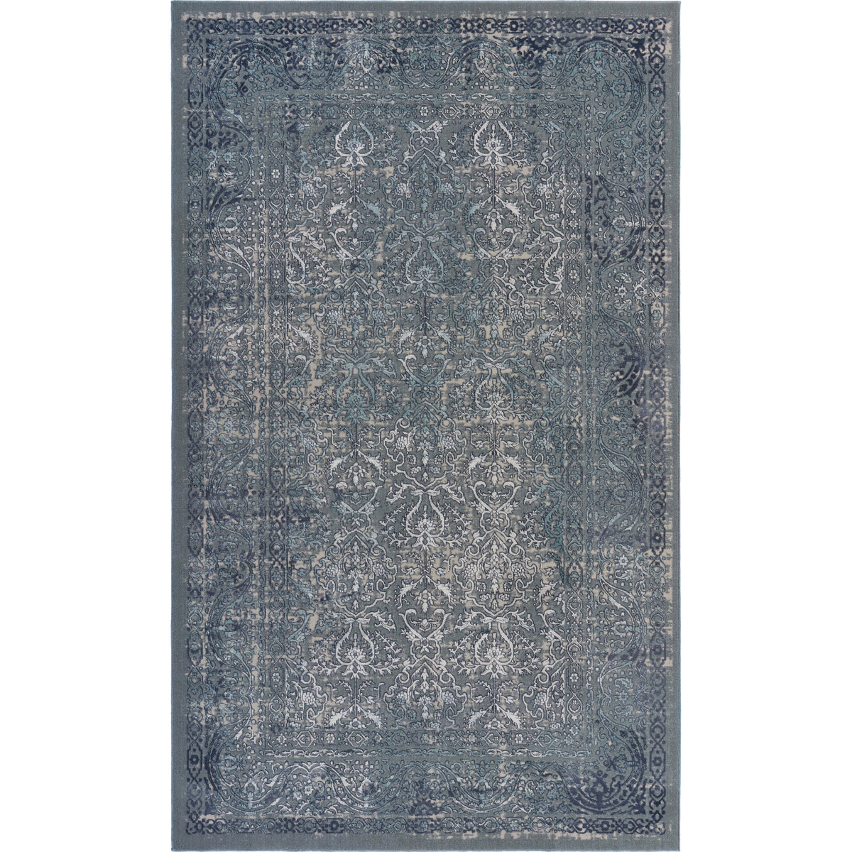 Neutral Distressed Dusk Contemporary Runner Rug - Silo view