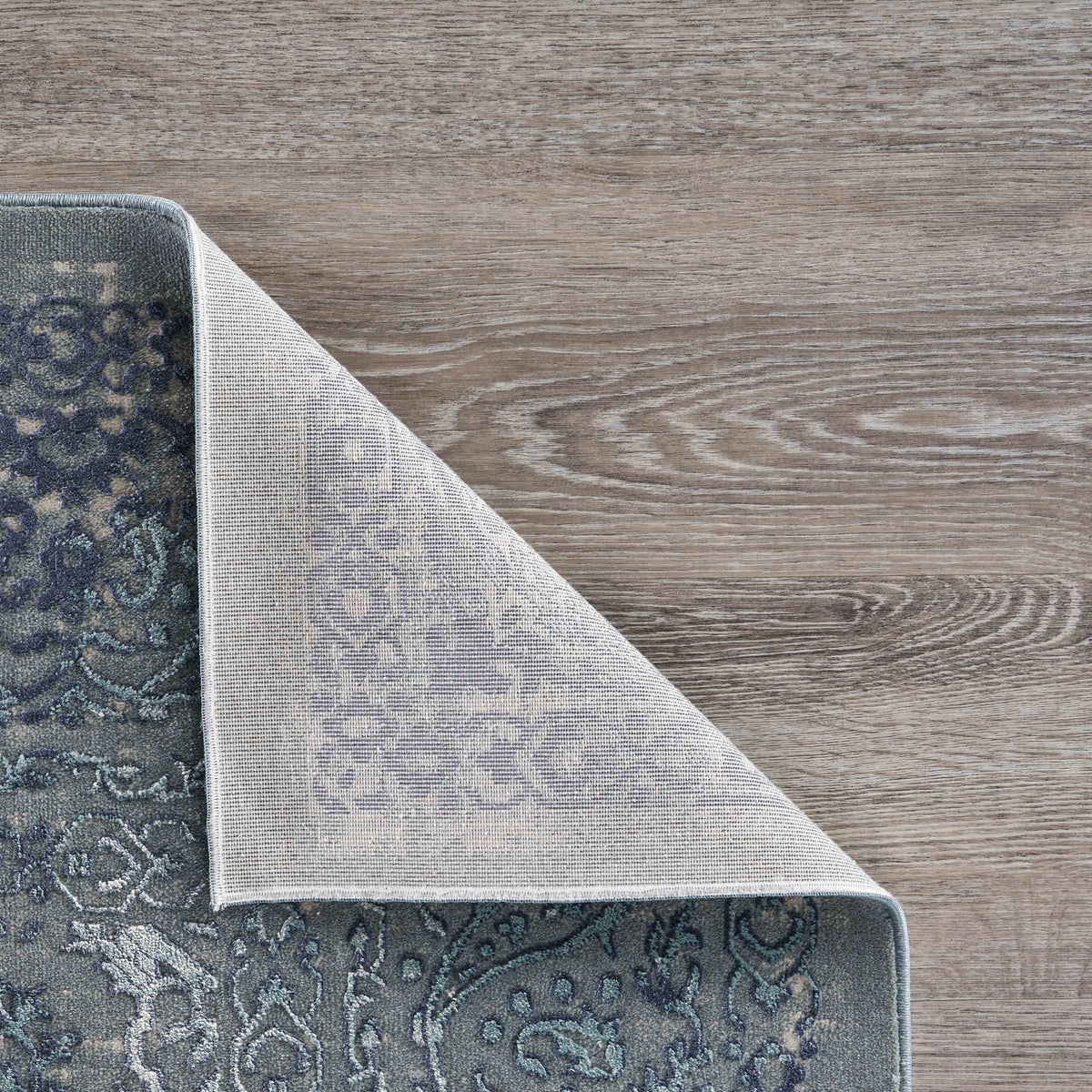 Neutral Distressed Dusk Contemporary Runner Rug - close-up detail