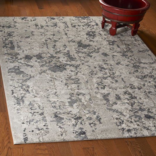 Imagine-81512 Modern Power-Loomed Cream/Gray Cotton Indoor Area Rug - LR Home