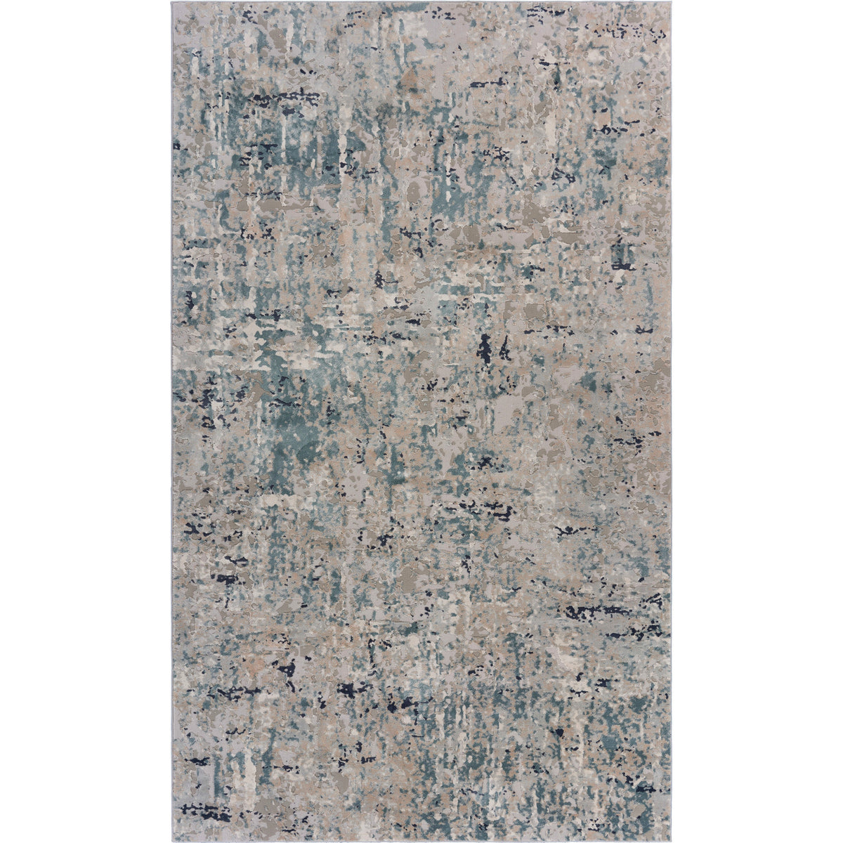 Neutral Distressed Abstract Contemporary Runner Rug - Silo view