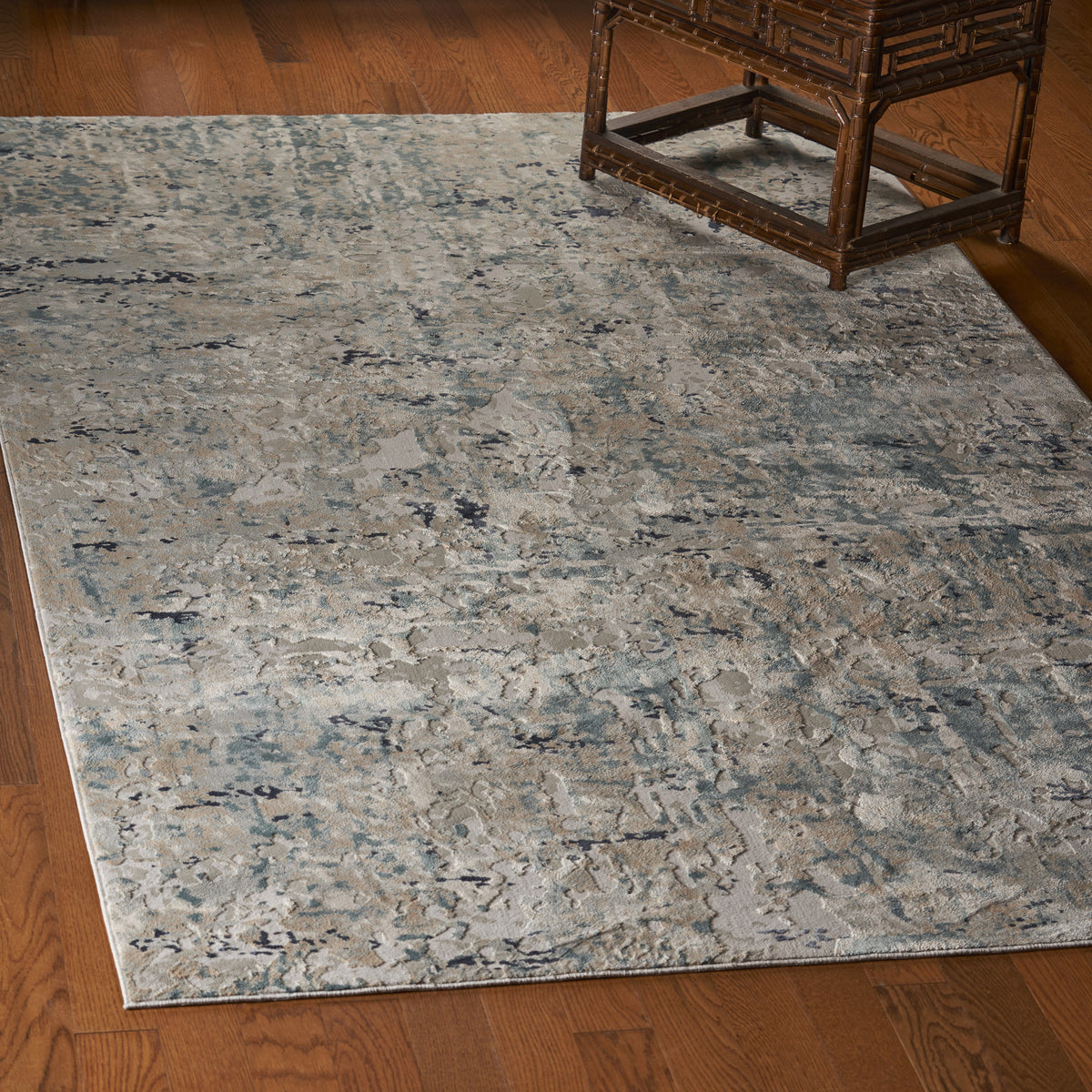 Neutral Distressed Abstract Contemporary Runner Rug - lifestyle view