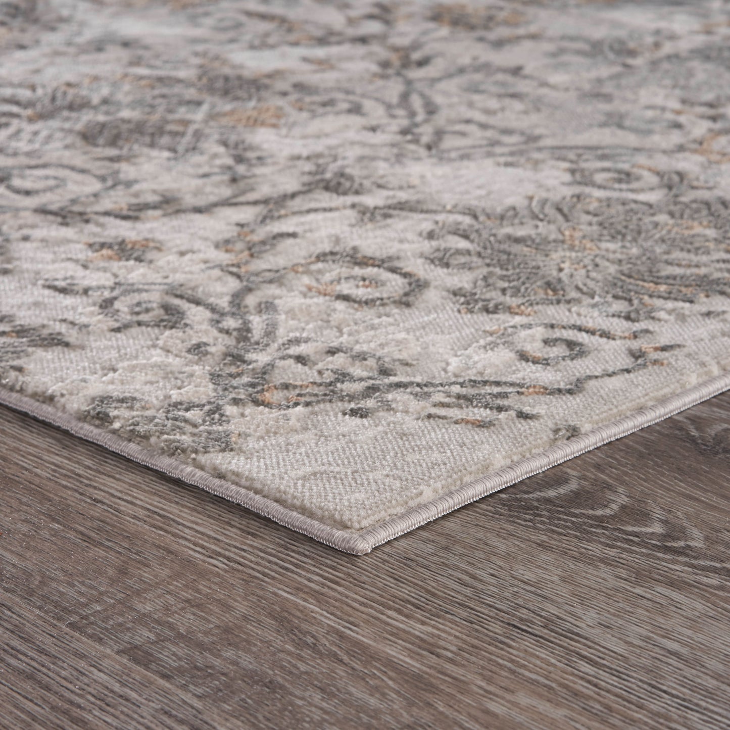 Imagine-81514 Contemporary Power-Loomed Taupe/Gray Cotton Indoor Area Rug - LR Home
