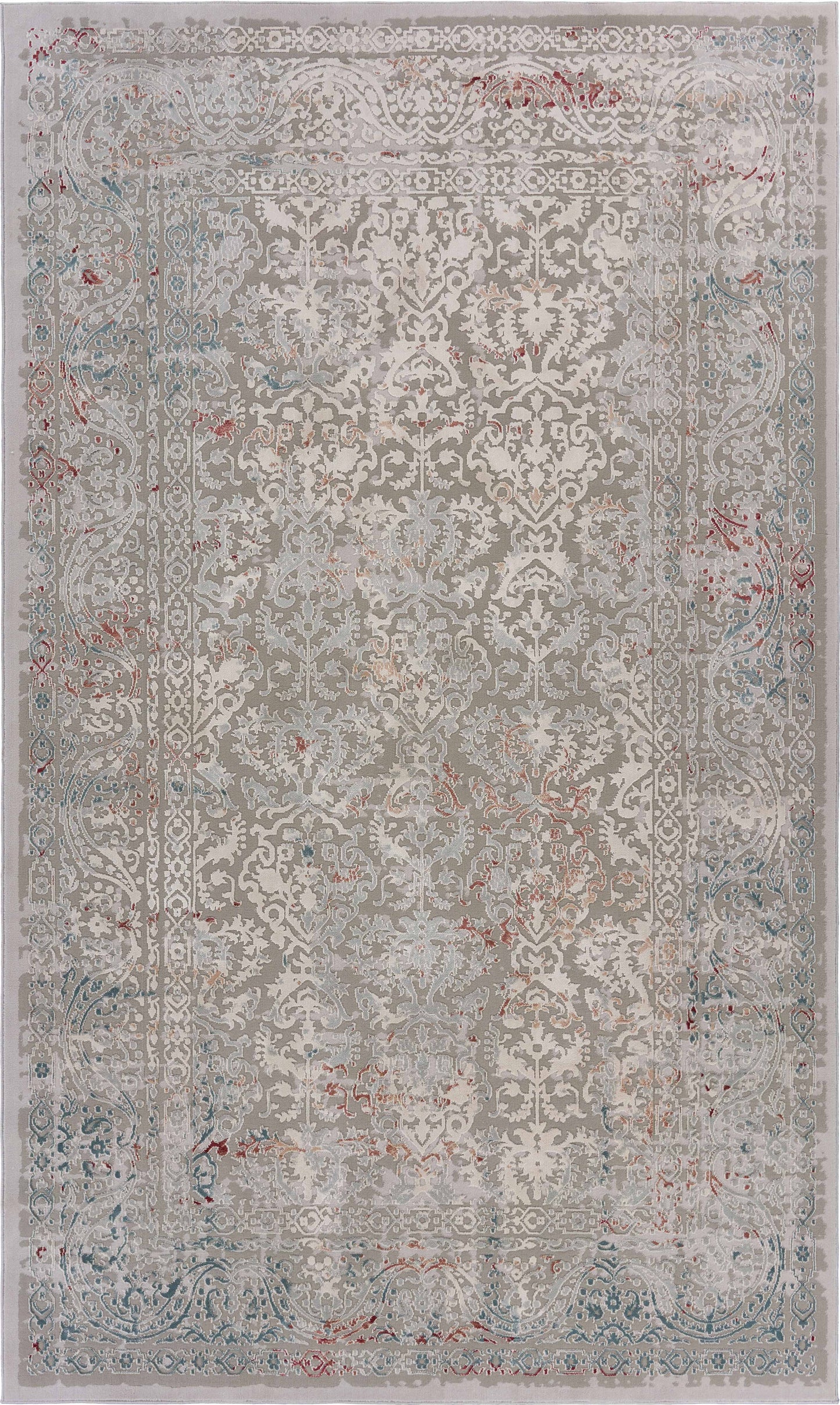 IMAGI-81515 Modern/Contemporary Machine Made Gray/Ivory/Slate Blue/Wine Red Polyester Indoor Area Rugs - LR Home