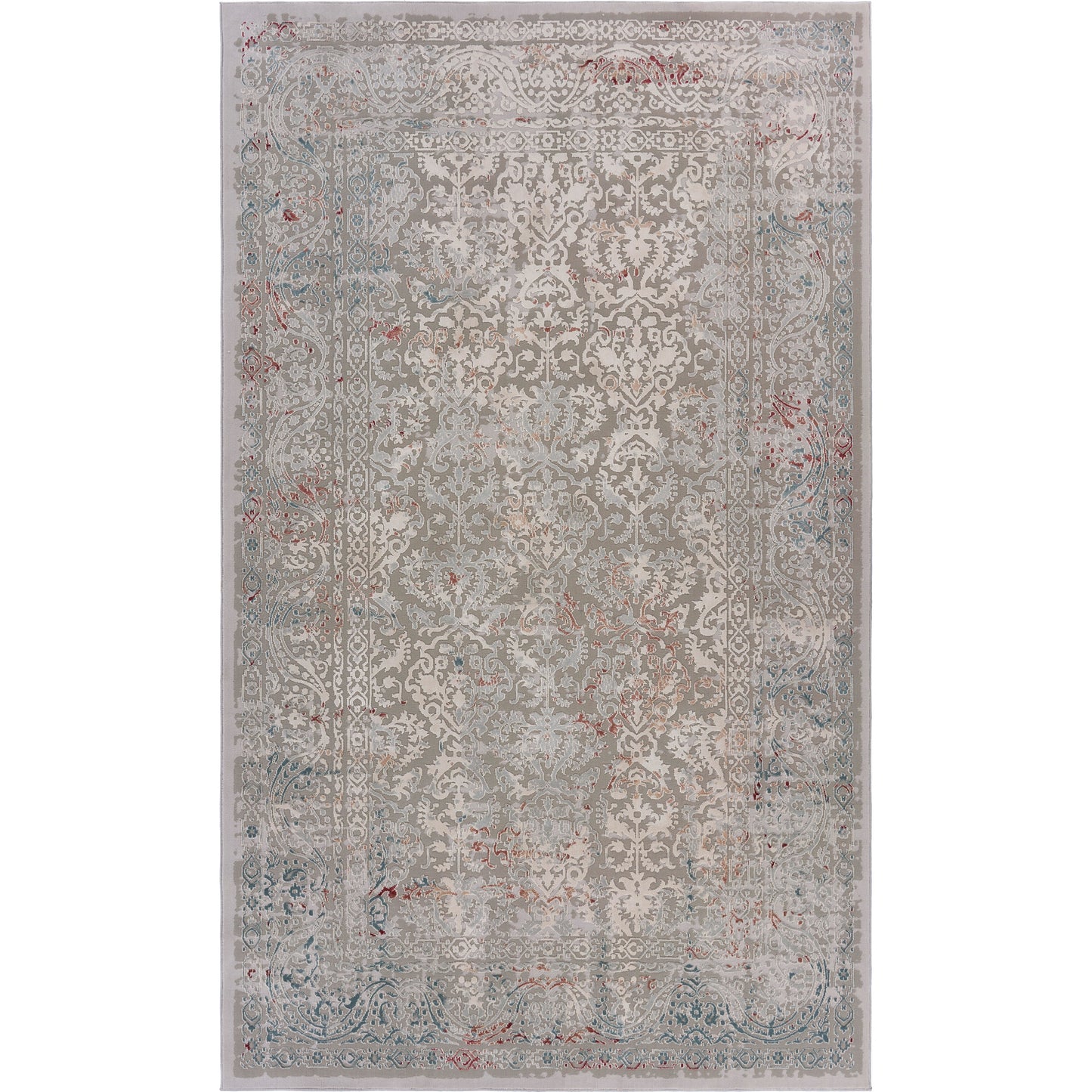 IMAGI-81515 Modern/Contemporary Machine Made Gray/Ivory/Slate Blue/Wine Red Polyester Indoor Area Rugs - LR Home