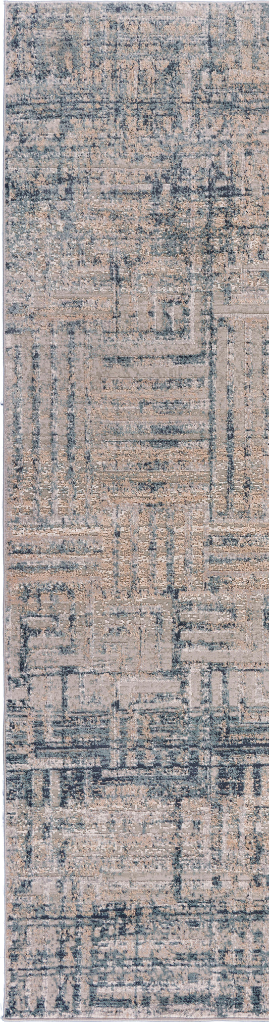 IMAGI-81517 Modern/Contemporary Machine Made Cream/Blue/Ivory Polyester Indoor Area Rugs - LR Home