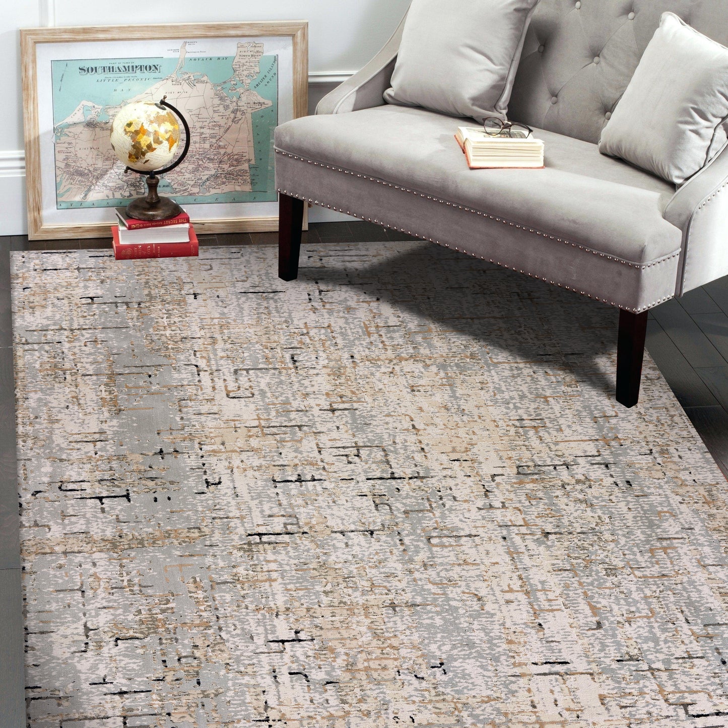 Imagine-81519 Modern Power-Loomed Beige/Gray Cotton Indoor Area Rug - LR Home