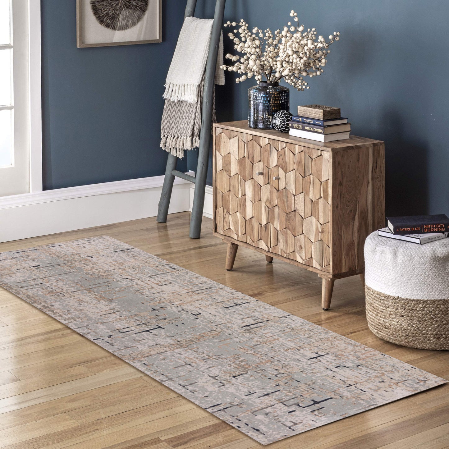 Imagine-81519 Modern Power-Loomed Beige/Gray Cotton Indoor Area Rug - LR Home