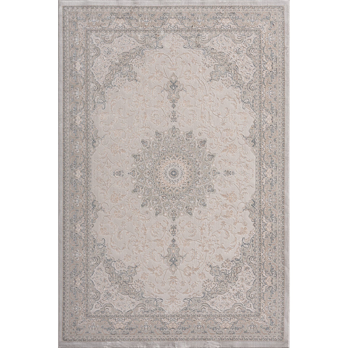 Imagine-81521 Traditional Power-Loomed Gray/Cream Cotton Indoor Area Rug - LR Home