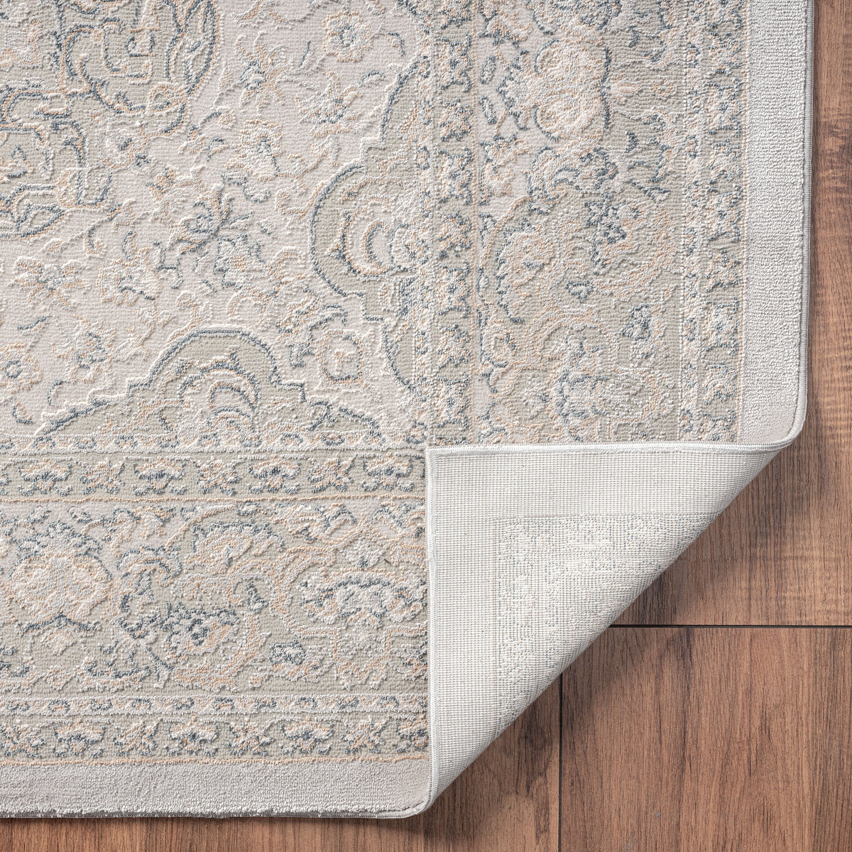 Imagine Gray Medallion Classic/Traditional Polyester Area Rug - back view