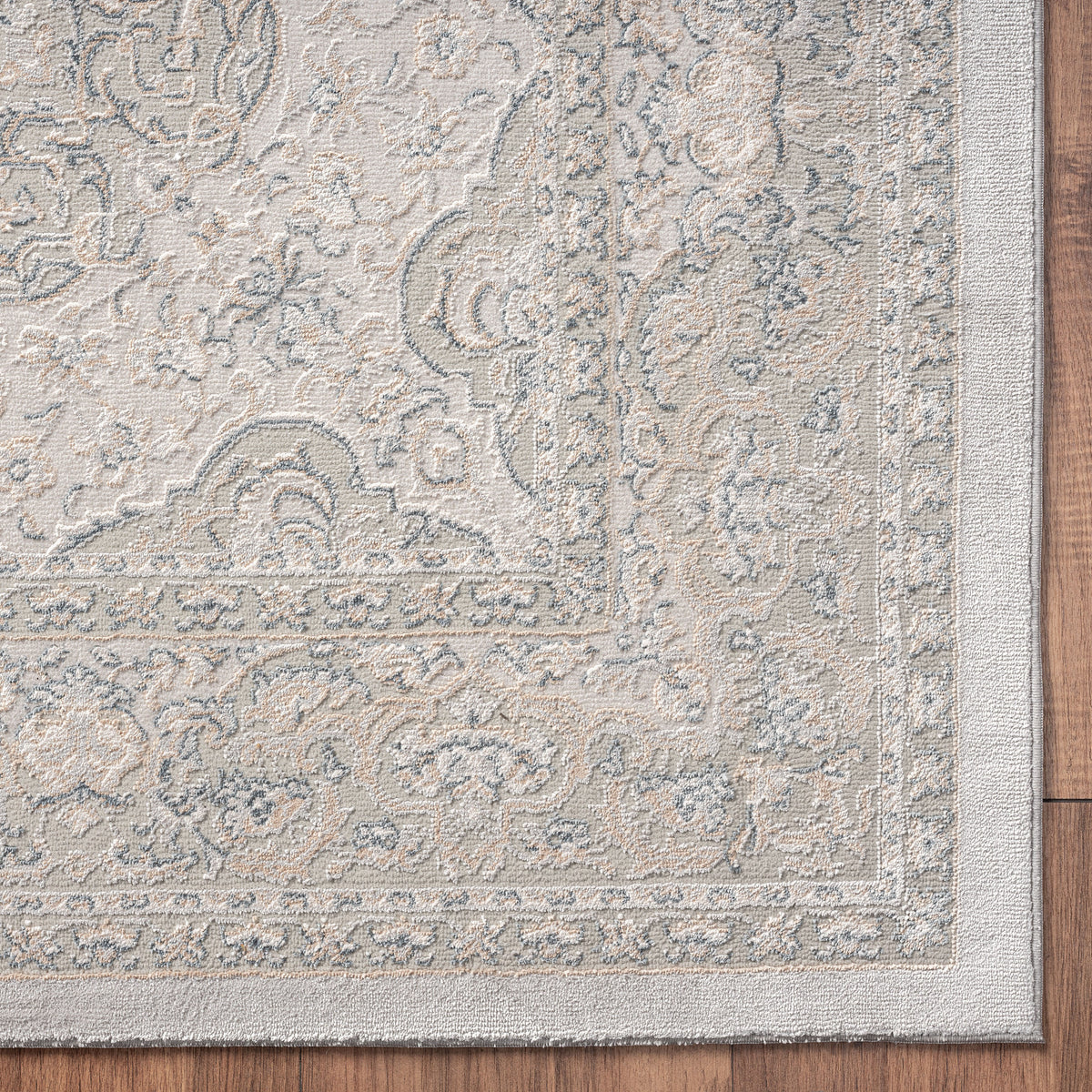 Imagine Gray Medallion Classic/Traditional Polyester Area Rug - corner view