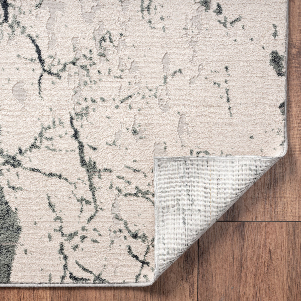 Imagine Ivory Abstract Modern/Contemporary Polyester Area Rug - back view