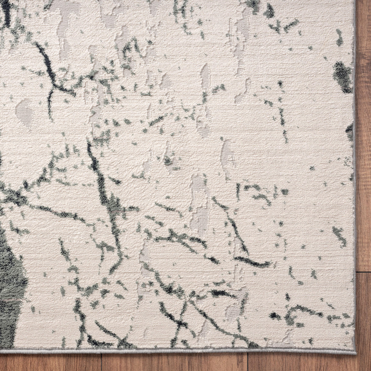Imagine Ivory Abstract Modern/Contemporary Polyester Area Rug - corner view
