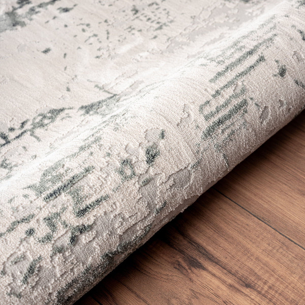 Imagine Ivory Abstract Modern/Contemporary Polyester Area Rug - close-up detail