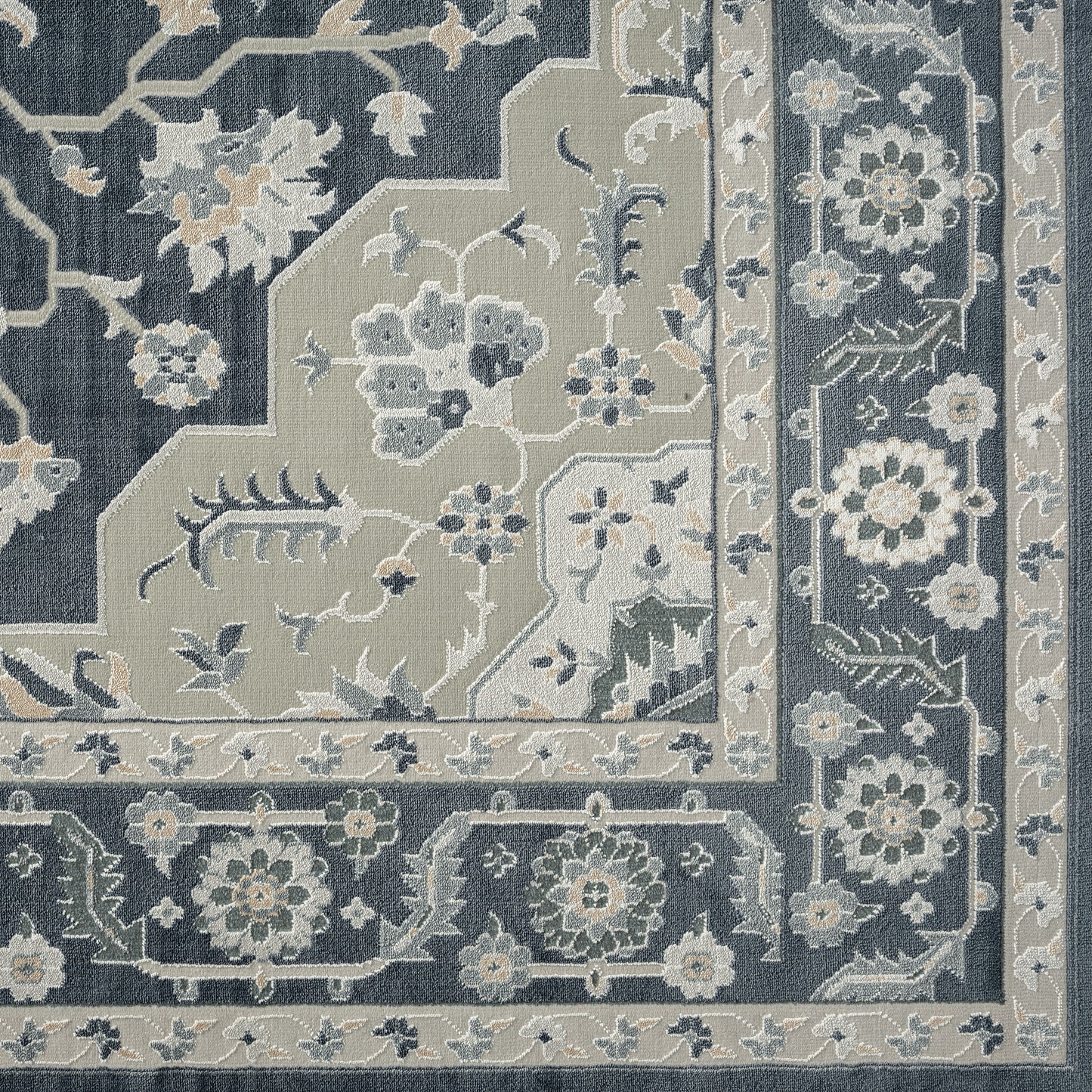IMAGI-81523 Transitional/Casual Machine Made Navy/Light Gray/Cream Polyester Indoor Area Rugs - LR Home