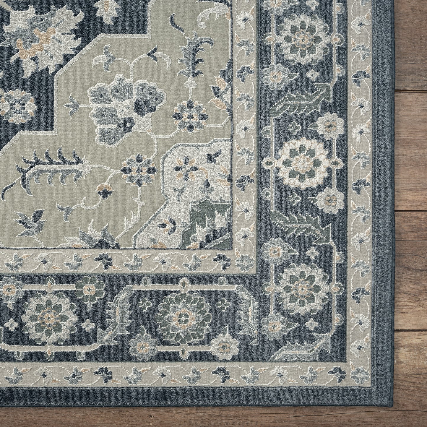 IMAGI-81523 Transitional/Casual Machine Made Navy/Light Gray/Cream Polyester Indoor Area Rugs - LR Home