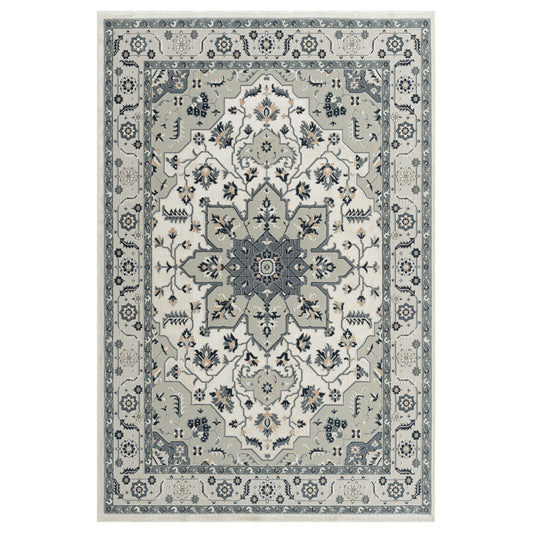 IMAGI-81524 Transitional/Casual Machine Made Gray/Cream/Ivory Polyester Indoor Area Rugs - LR Home