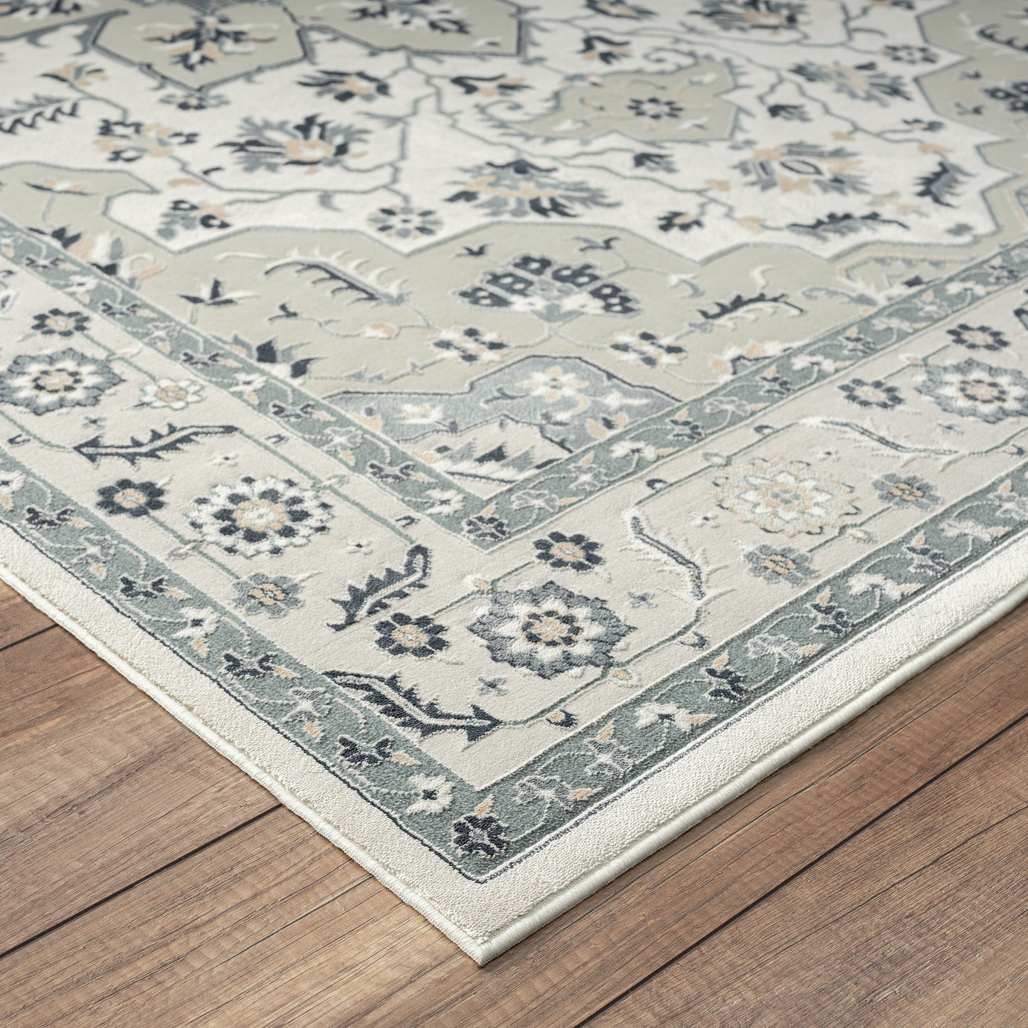 Imagine-81524 Traditional Power-Loomed Gray/Cream/Ivory Cotton Indoor Area Rug - LR Home