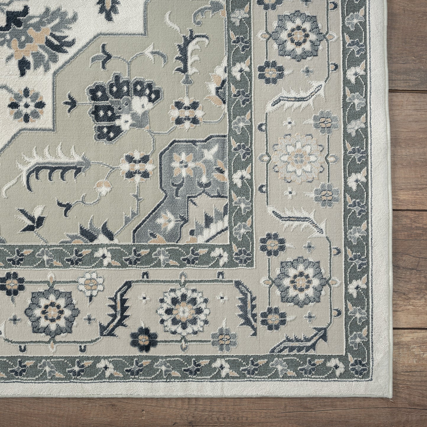 Imagine-81524 Traditional Power-Loomed Gray/Cream/Ivory Cotton Indoor Area Rug - LR Home