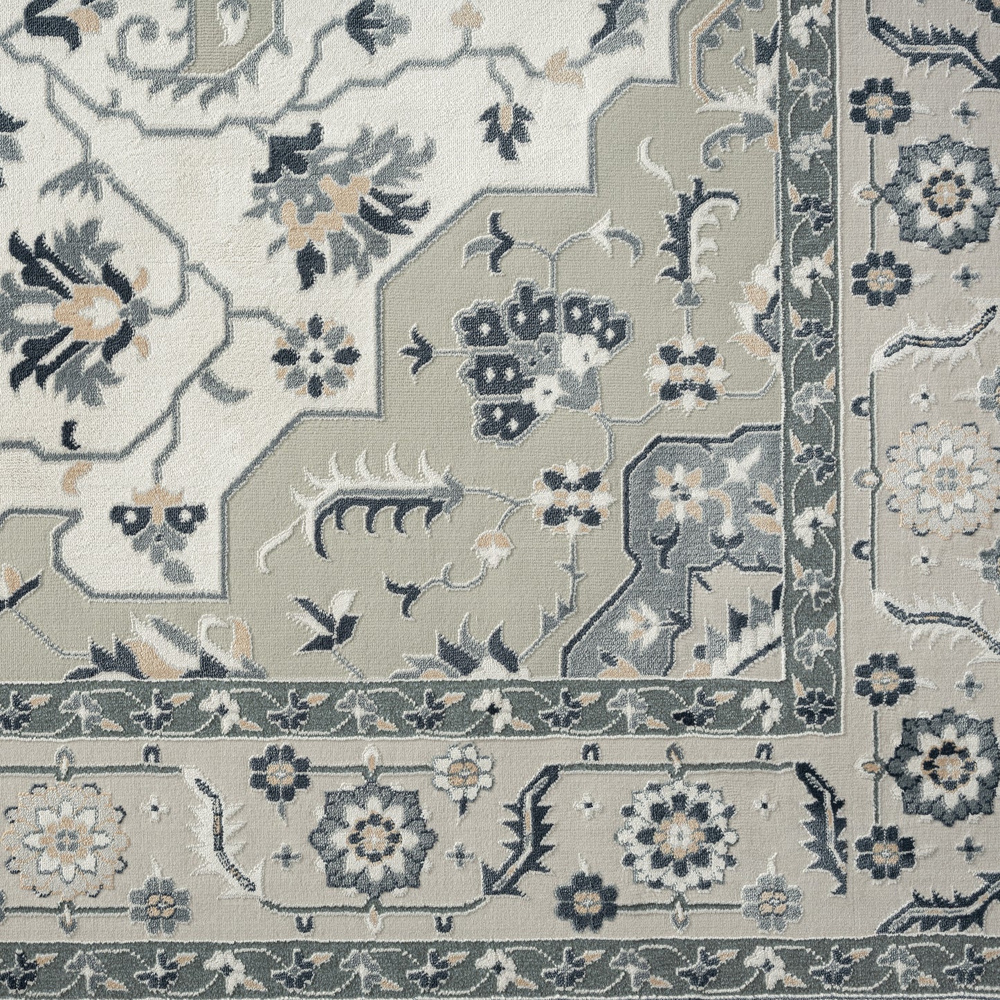 IMAGI-81524 Transitional/Casual Machine Made Gray/Cream/Ivory Polyester Indoor Area Rugs - LR Home