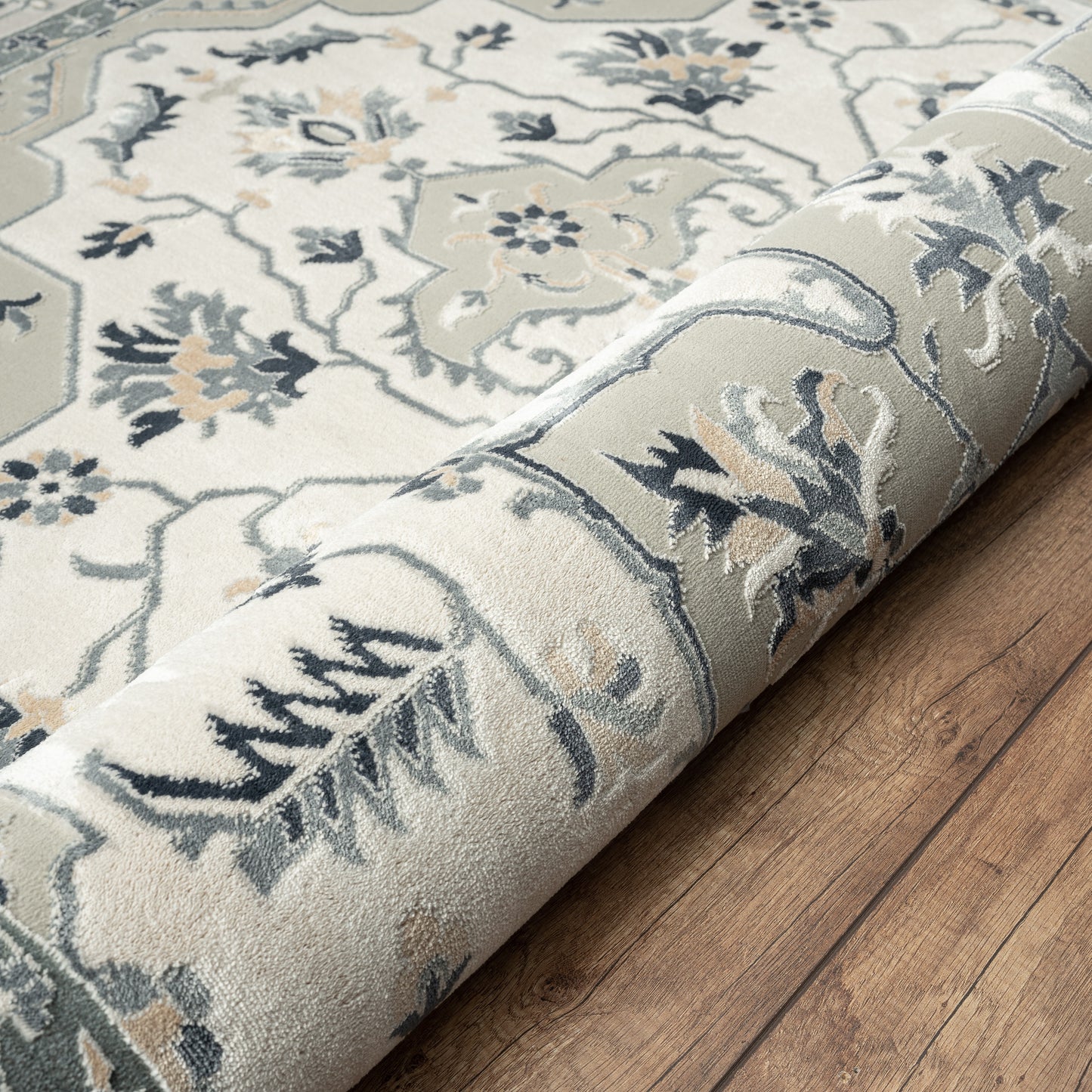 IMAGI-81524 Transitional/Casual Machine Made Gray/Cream/Ivory Polyester Indoor Area Rugs - LR Home