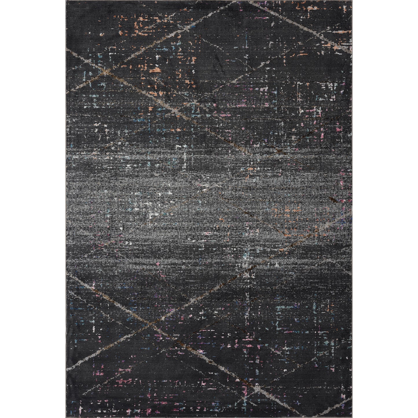 IMPLS-81852 Modern/Contemporary Machine Made Charcoal/Pink/Orange/Blue Poly Blend Indoor Area Rugs - LR Home
