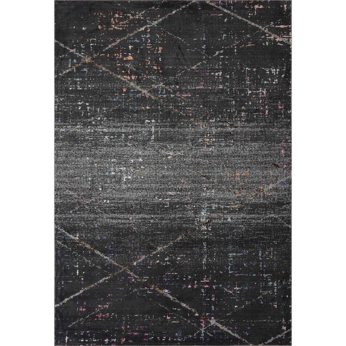 Impulse Abstract Charcoal Fusion Area Rug - Silo view