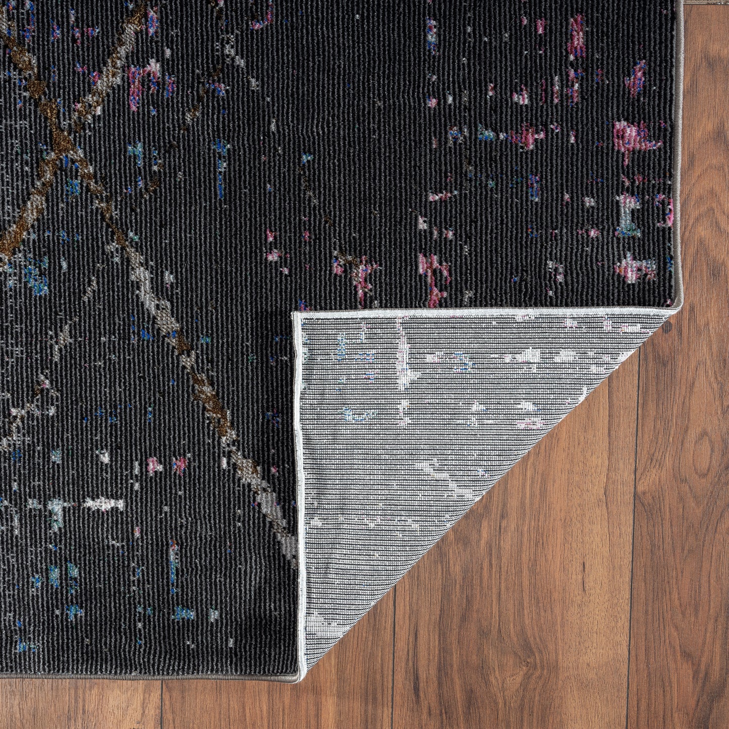 IMPLS-81852 Modern/Contemporary Machine Made Charcoal/Pink/Orange/Blue Poly Blend Indoor Area Rugs - LR Home