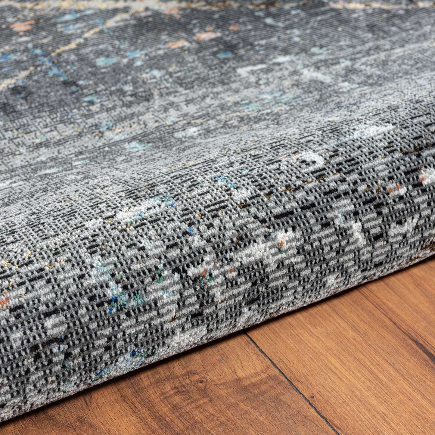 IMPLS-81852 Modern/Contemporary Machine Made Charcoal/Pink/Orange/Blue Poly Blend Indoor Area Rugs - LR Home