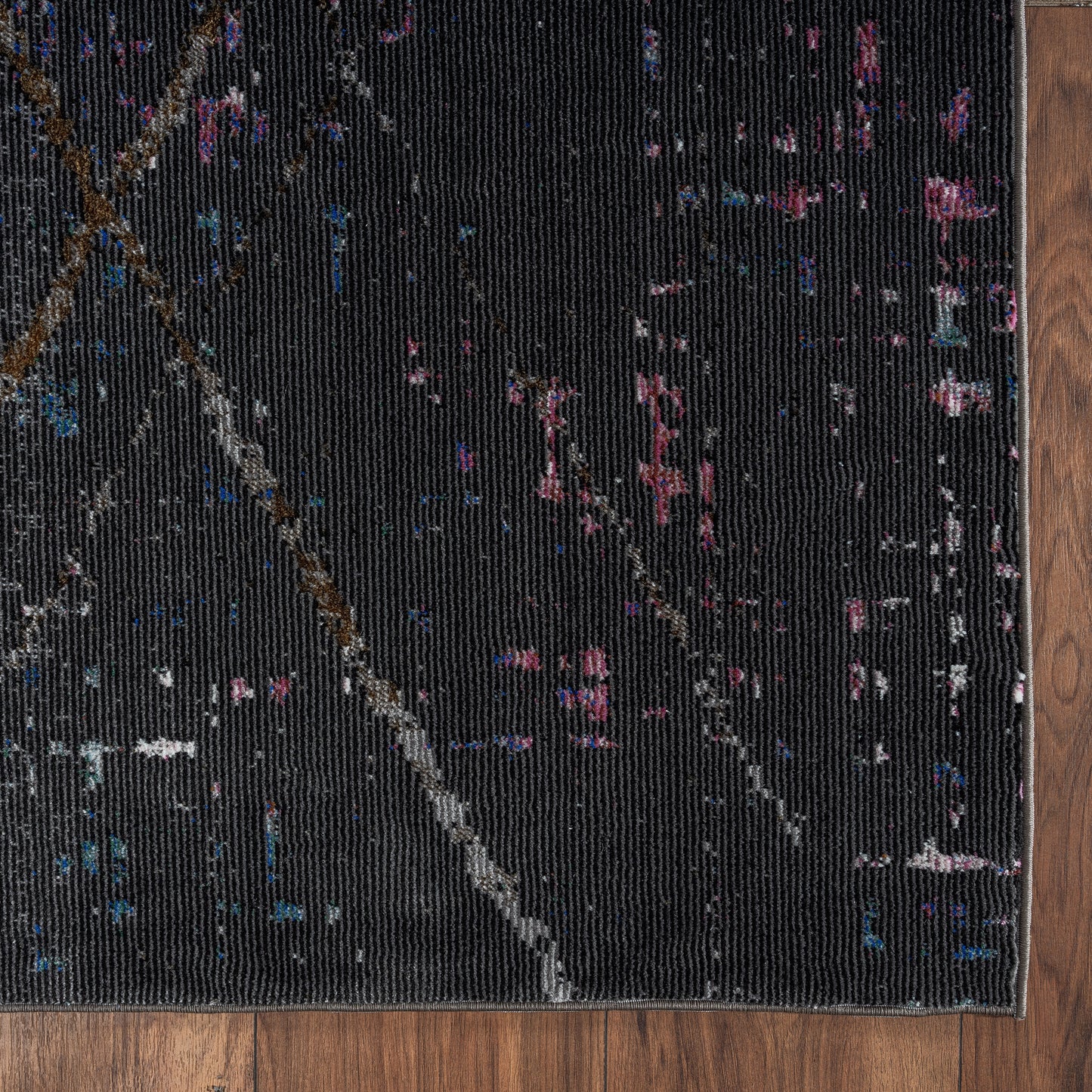 IMPLS-81852 Modern/Contemporary Machine Made Charcoal/Pink/Orange/Blue Poly Blend Indoor Area Rugs - LR Home