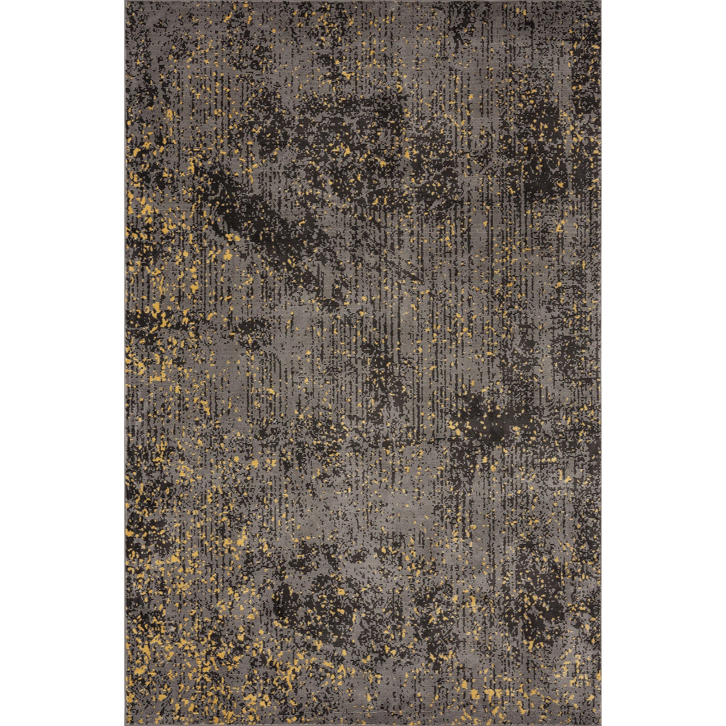 Impulse-81853 Modern Power-Loomed Dovetail Gray/Ash Black/Gold Cotton Indoor Area Rug - LR Home