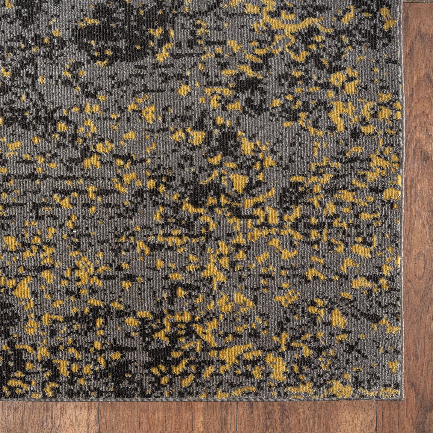 Impulse-81853 Modern Power-Loomed Dovetail Gray/Ash Black/Gold Cotton Indoor Area Rug - LR Home