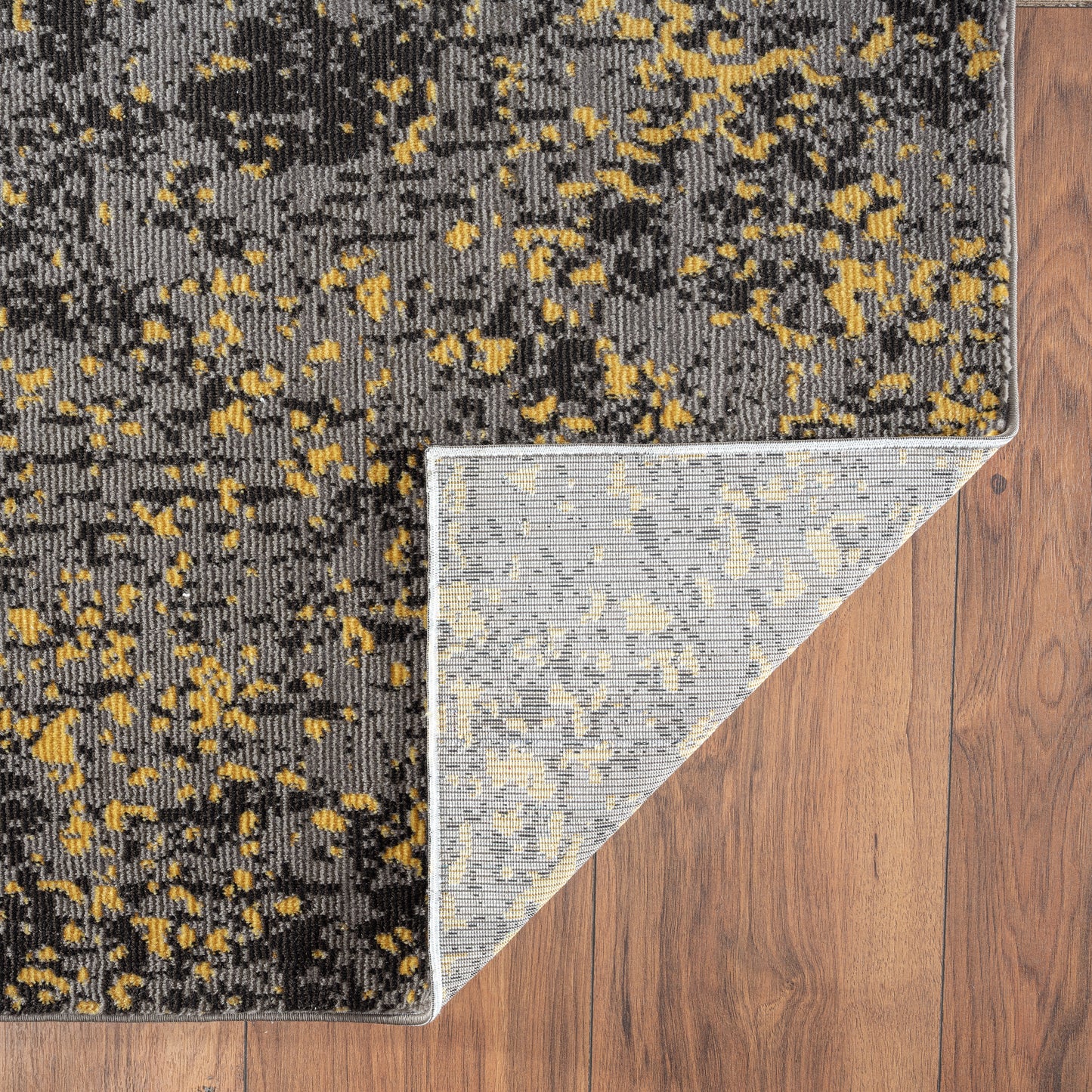 Impulse-81853 Modern Power-Loomed Dovetail Gray/Ash Black/Gold Cotton Indoor Area Rug - LR Home