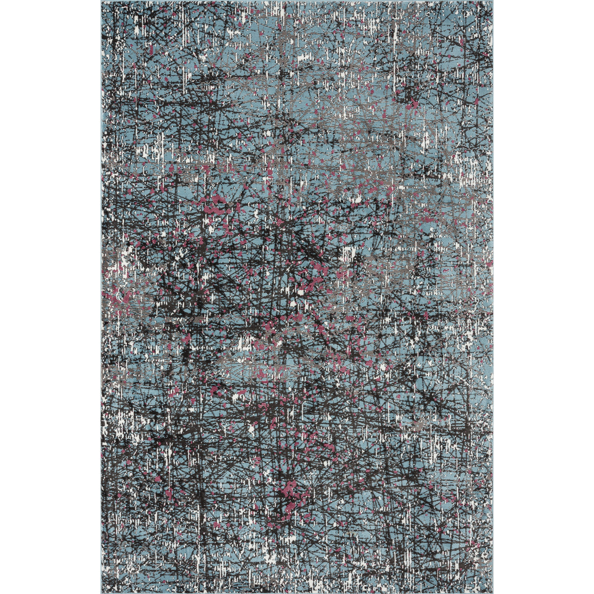 Impulse Abstract Fuchsia Splatter Fusion Area Rug - Silo view