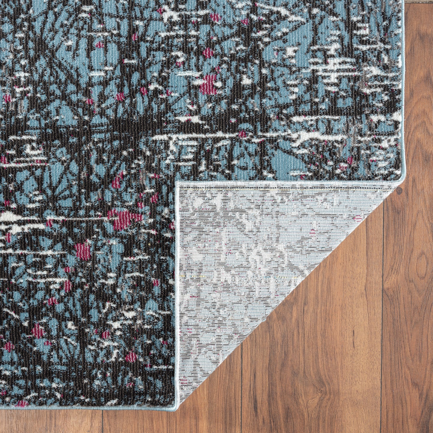 IMPLS-81854 Modern/Contemporary Machine Made Blue/Silver/White/Fuchsia Poly Blend Indoor Area Rugs - LR Home
