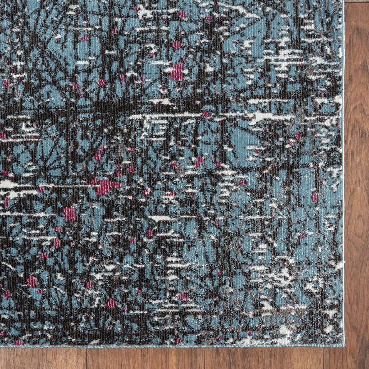 Impulse Abstract Fuchsia Splatter Fusion Area Rug - back view