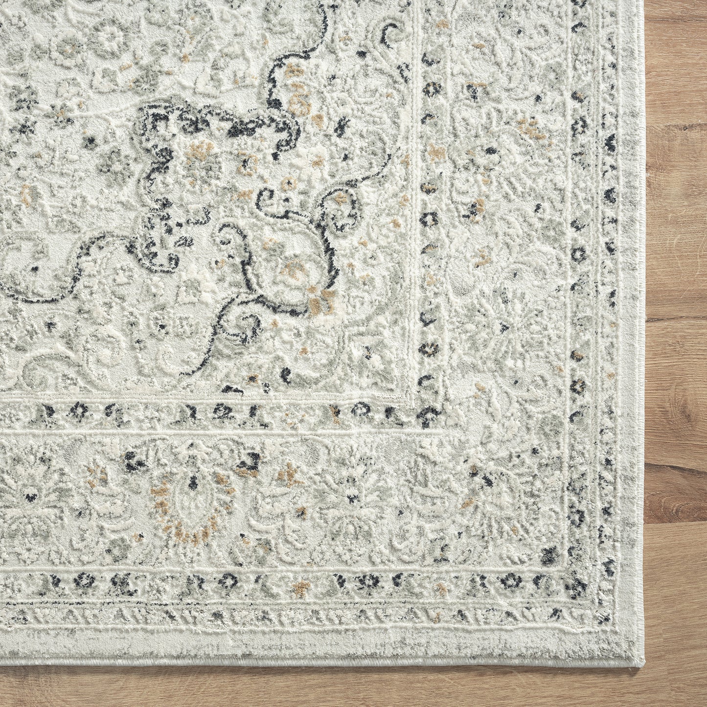 Isabella-81778 Traditional Power-Loomed Ivory/Gray/Taupe Cotton Indoor Area Rug - LR Home