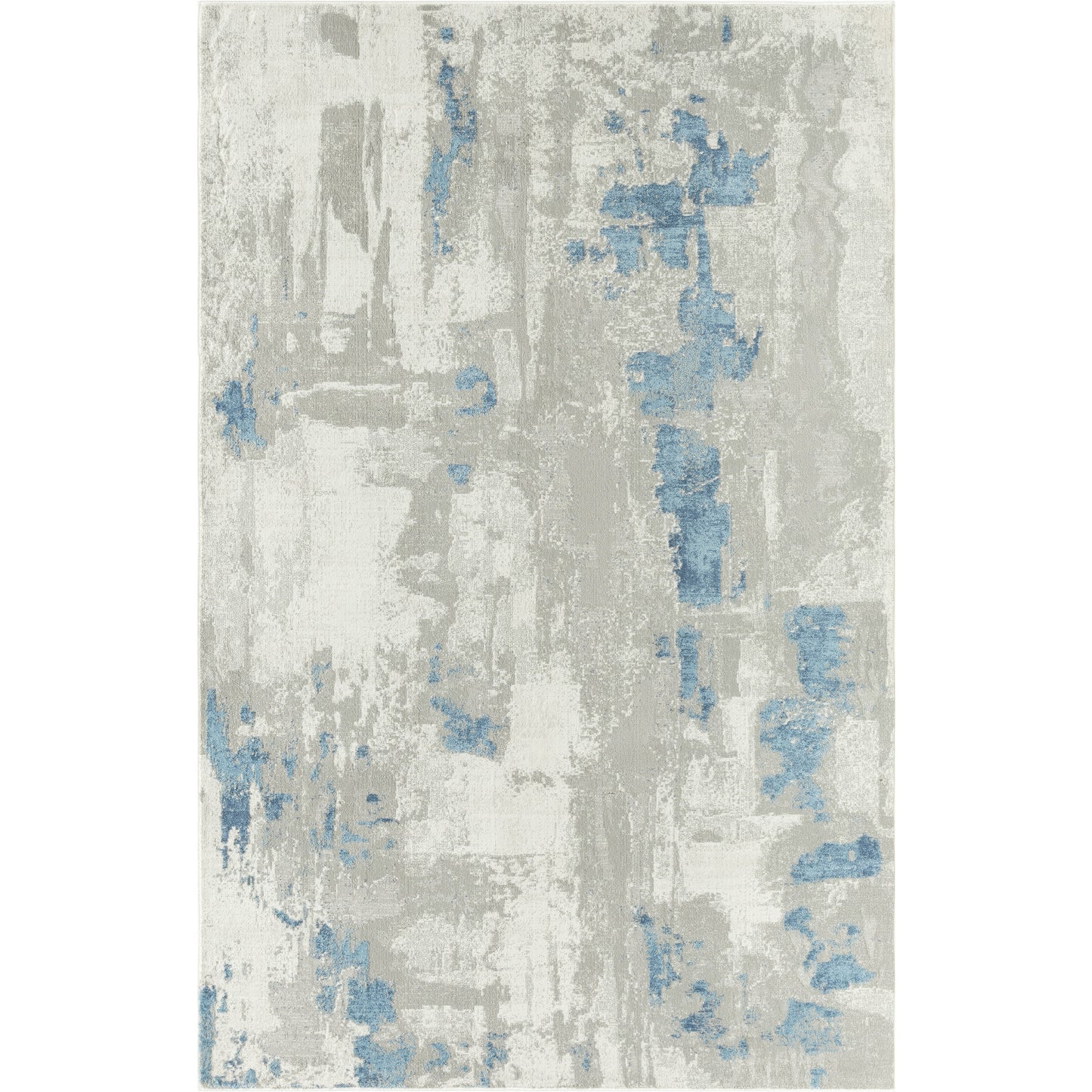 ISABE-81779 Modern/Contemporary Machine Made Ivory/Gray/Blue Polyester Blend Indoor Area Rugs - LR Home