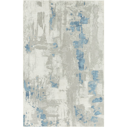 ISABE-81779 Modern/Contemporary Machine Made Ivory/Gray/Blue Polyester Blend Indoor Area Rugs - LR Home