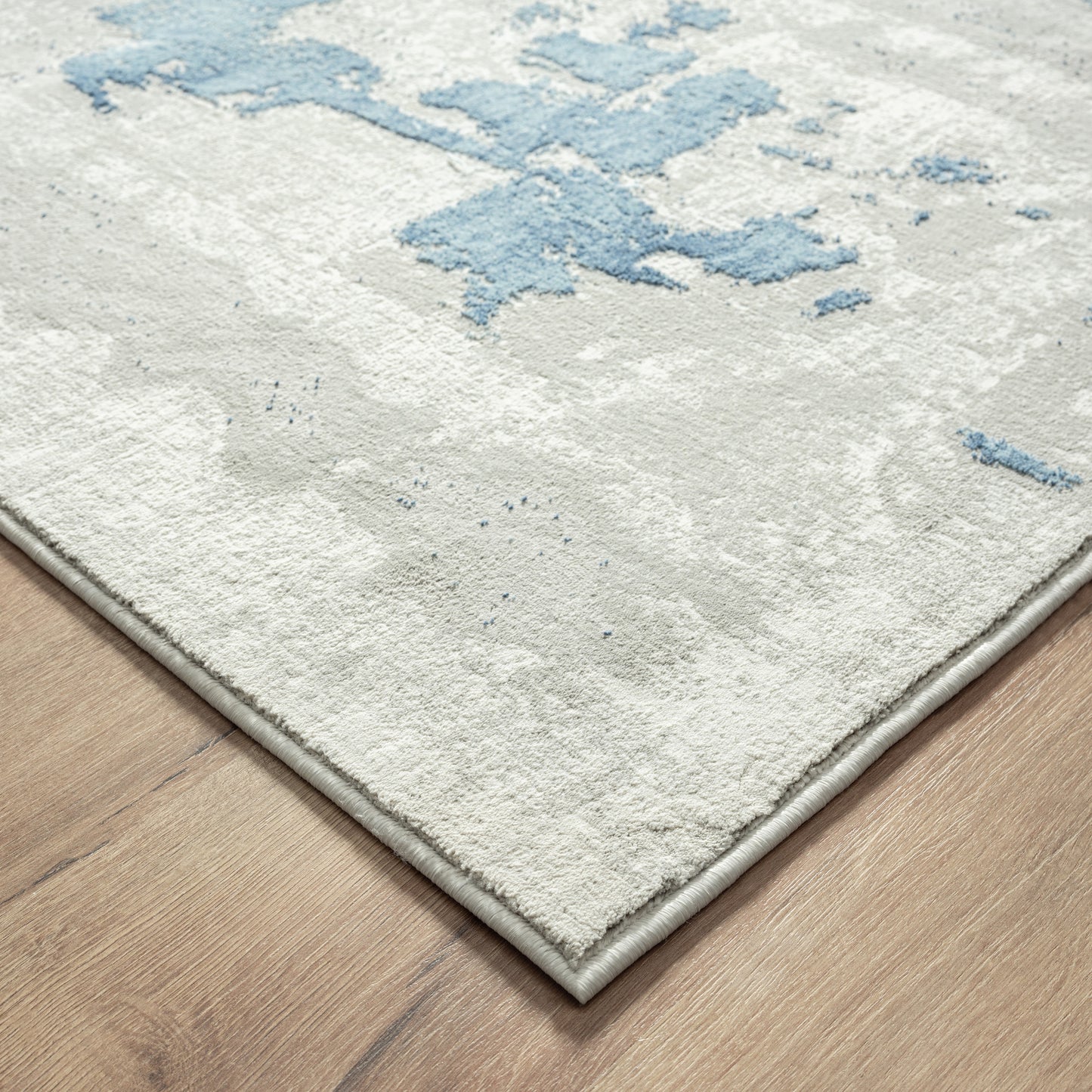 Isabella-81779 Contemporary Power-Loomed Ivory/Gray/Blue Cotton Indoor Area Rug - LR Home