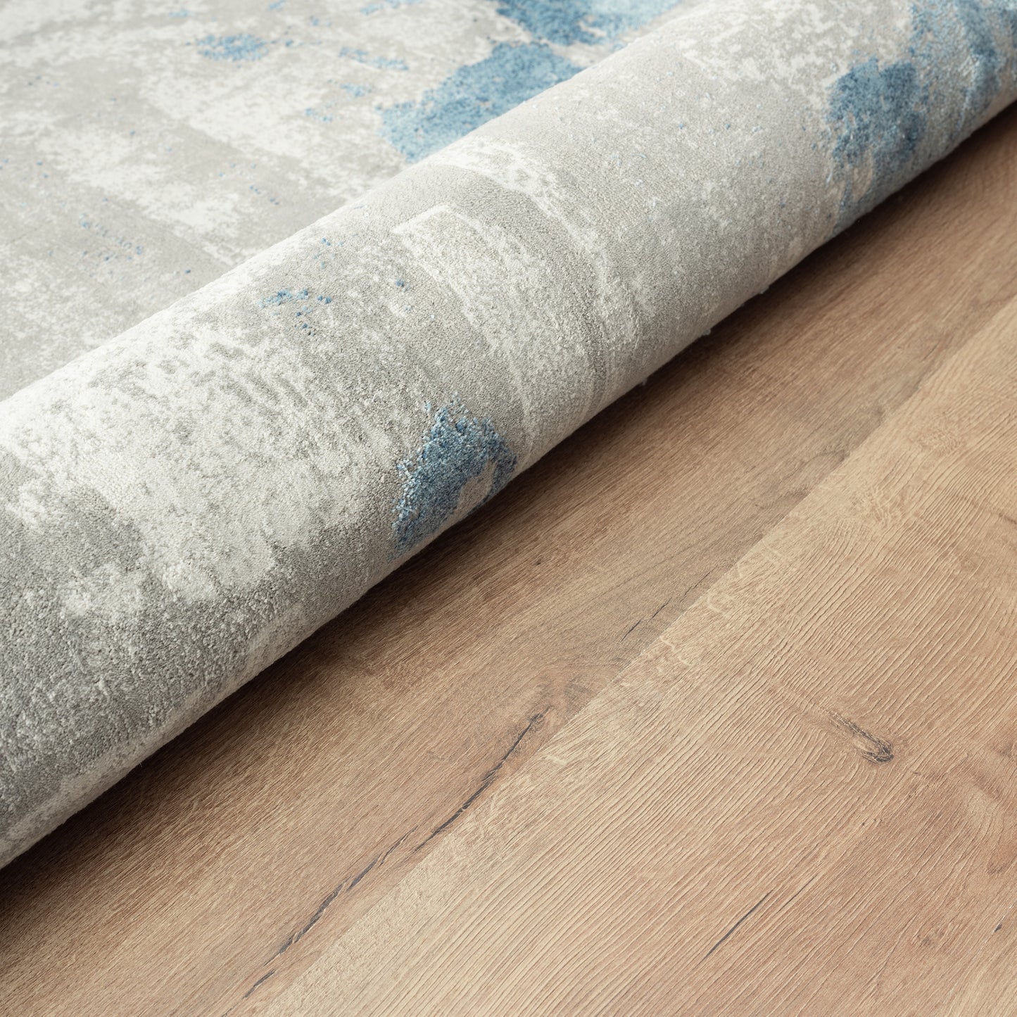 Isabella-81779 Contemporary Power-Loomed Ivory/Gray/Blue Cotton Indoor Area Rug - LR Home