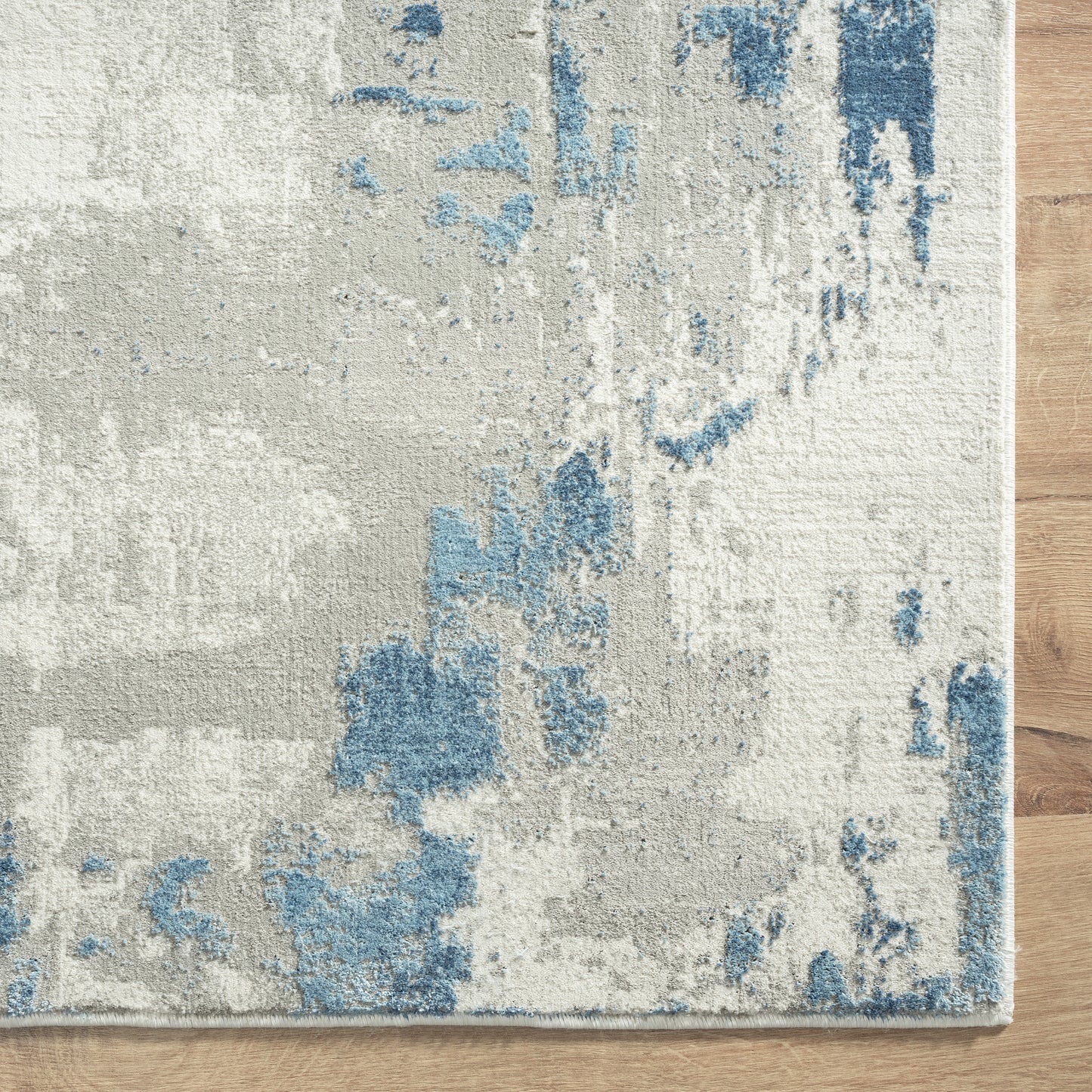 Isabella-81779 Contemporary Power-Loomed Ivory/Gray/Blue Cotton Indoor Area Rug - LR Home
