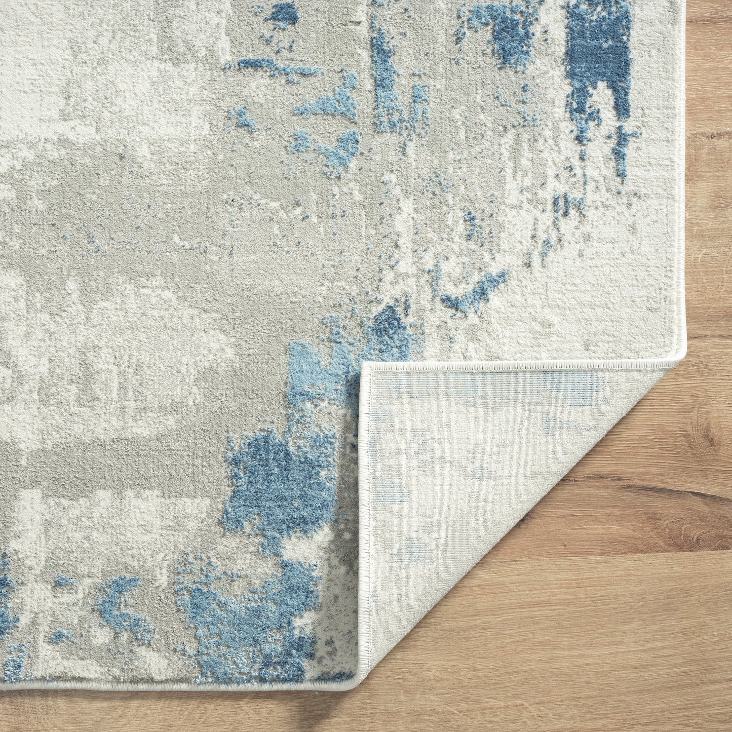 ISABE-81779 Modern/Contemporary Machine Made Ivory/Gray/Blue Polyester Blend Indoor Area Rugs - LR Home