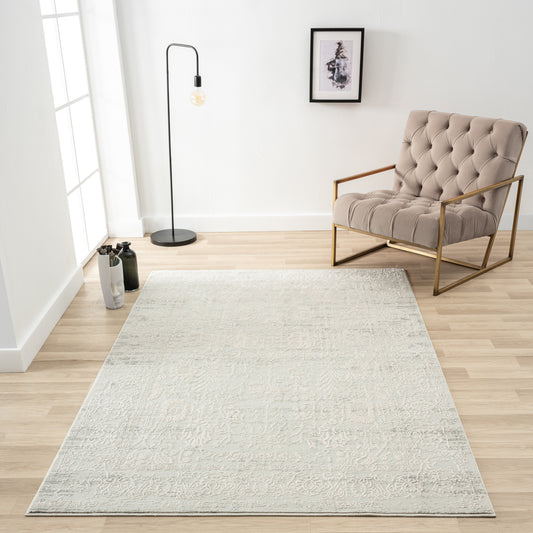 Isabella-81780 Traditional Power-Loomed Ivory/Gray Cotton Indoor Area Rug - LR Home