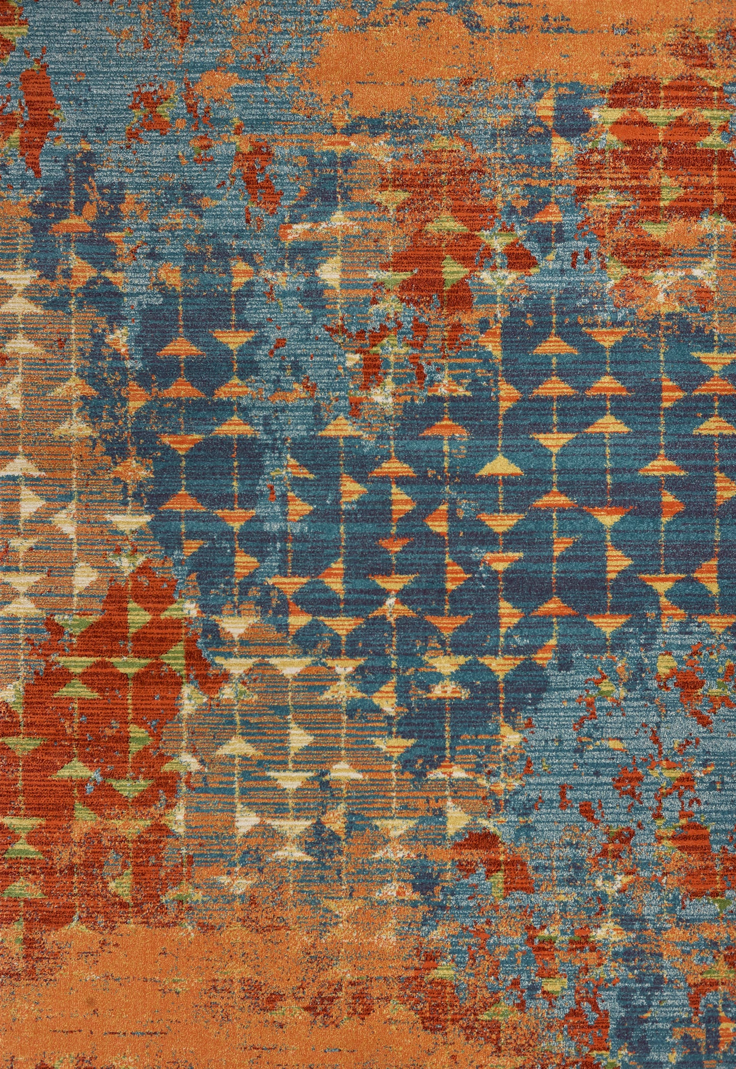 Illusions 6208 Blue/Coral Elements Machine Woven Performance Area Rug - KAS