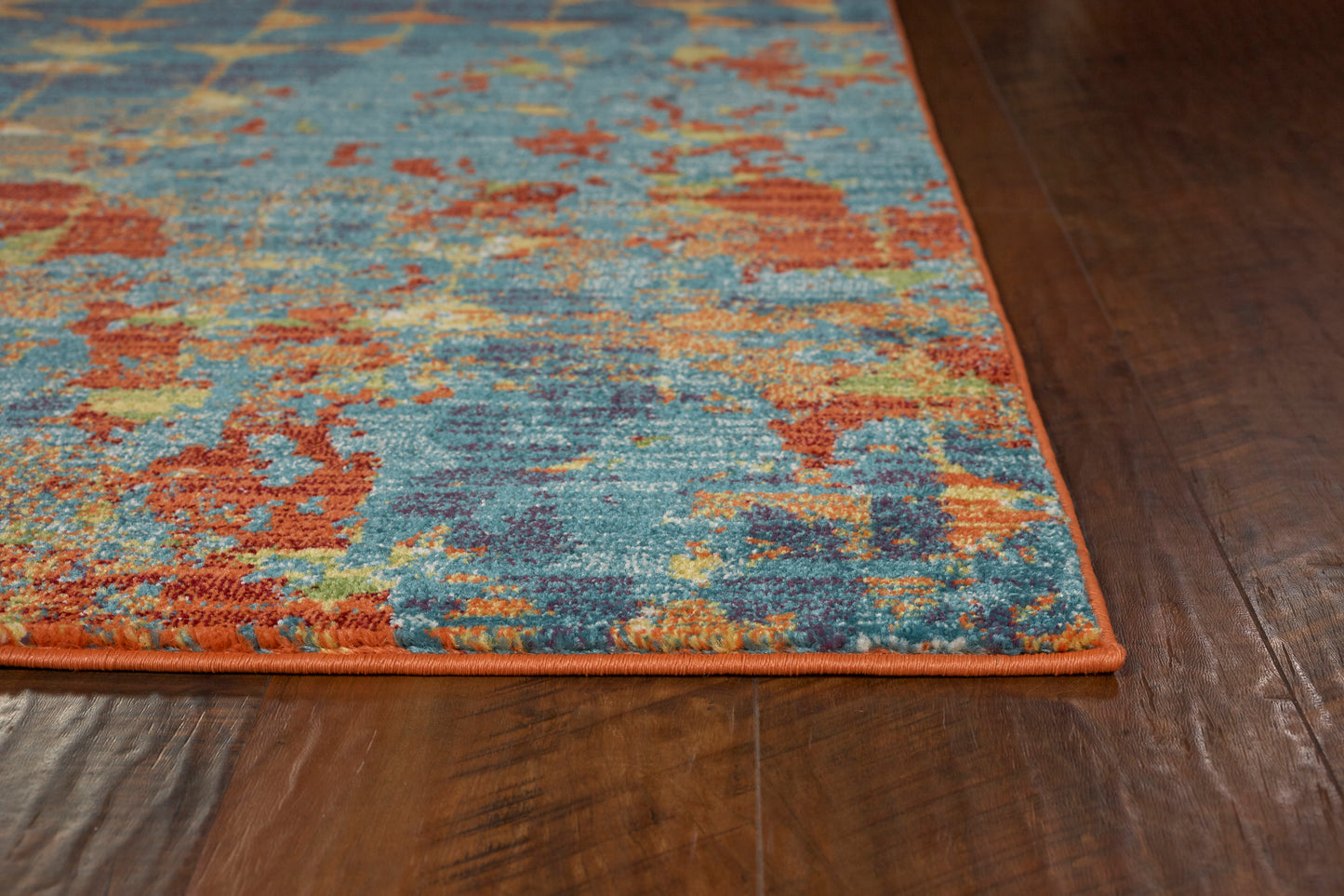 Illusions 6208 Blue/Coral Elements Machine Woven Performance Area Rug - KAS