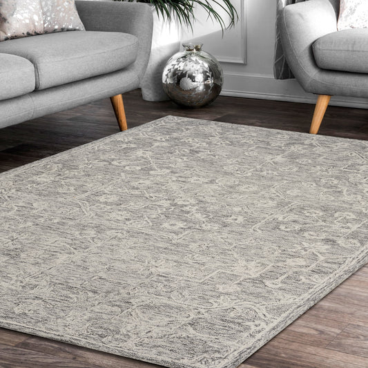 Juniper-81571 Vintage Hand-Tufted Gray Cotton Indoor Area Rug - LR Home